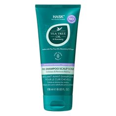 This sugar-based scrub with tea tree oil and rosemary gently exfoliates the scalp to remove dry flakes, excess oil and product buildup. Hypoallergenic & dermatologist approved, this hair scrub provides soothing relief to a dry, itchy scalp, leaving it feeling clean, healthy and refreshed. HASK offers products that are kind to you, kind to the planet and kind to all. Free of: sulfates, parabens, silicones, phthalates, gluten, drying alcohol & artificial colors HASK Clean Beauty | Cruelty-free | Vegan Formula | 0% Sulfates & Parabens Size: 6oz.  Color: Green. Shea Butter Hair, Tea Tree Shampoo, Dry Itchy Scalp, Hair Scrub, Natural Conditioner, Hair Therapy, Scalp Scrub, Scalp Shampoo, Itchy Scalp