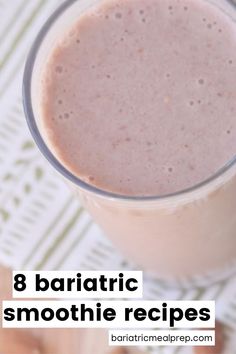 Gastric Bypass Smoothie Recipes, Bariatric Protein Smoothie Recipes, Bariatric Recipes Sleeve Meals Healthy Snacks, Bariatric Asian Recipes, Baratic Soft Foods, Gastric Bypass Protein Shake Recipes, Bariatric Shake Recipes, High Protein Low Sugar Smoothies, Bariatric Dinner Recipes High Protein Low Carb