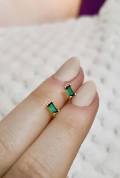 14K SOLID GOLD Emerald Small Stud Earrings 1 Pair of 14K | Etsy 14k Gold Emerald Cut Earrings For Gift, Gold Emerald Earrings For Gift, Dainty May Birthstone Earrings, Dainty Emerald Earrings As A Gift, Dainty Gold Earrings With Emerald, Small Emerald Earrings, Minimalist 14k Gold May Birthstone Earrings, Dainty Gold Emerald Earrings, Dainty Emerald Earrings Gift