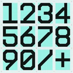 the numbers are black and white on a blue square background, which has been drawn in half