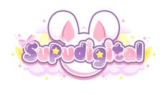 the logo for an animated video game with ears and stars on it's head