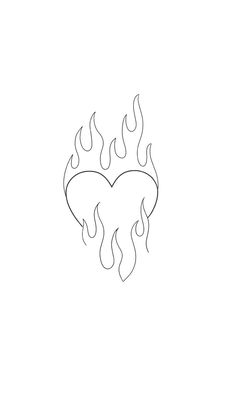 the outline of a heart with flames on it