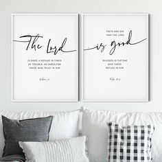 two framed prints with the words trust and in the lord