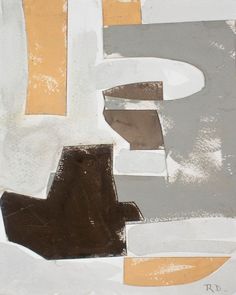 an abstract painting with brown and white colors