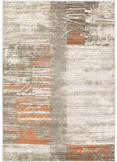 an abstract rug with orange and grey colors