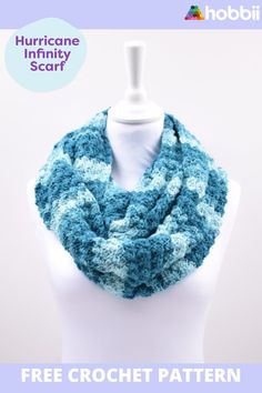 Get started on this DIY project on Hurricane Infinity Scarf Crochet Pattern. Warm and lovely infinity scarf, crocheted in Hurricane which is an interesting cake-yarn in wonderful print colors. The pattern results in a slightly wavy look and makes the scarf incredibly fluffy. Happy crocheting!The pattern for Hurricane Infinity Scarf can be downloaded for free Crochet Hats Free Pattern Ladies, Infinity Scarf Crochet Pattern, Crafting Patterns & Molds, Infinity Scarf Crochet, Infinity Scarf Pattern, Crochet Cowl Pattern, Crochet Hat Free, Crochet Infinity Scarf, Crochet Hats Free Pattern