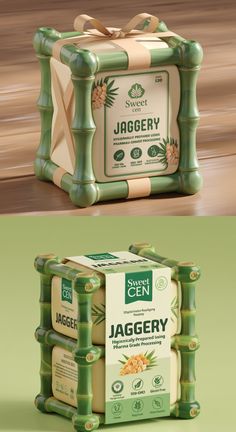 the packaging design is made from bamboo sticks