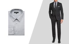 Matching a black suit with a grey dress shirt. Grey Dress Shirt, Black Suit Men, Grey Shirt Dress, Suit Shirt, Best Dress