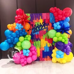 balloons and streamers are on display at an event