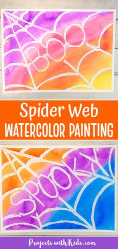 spider web watercolor painting with text overlay that says spider web watercolor painting