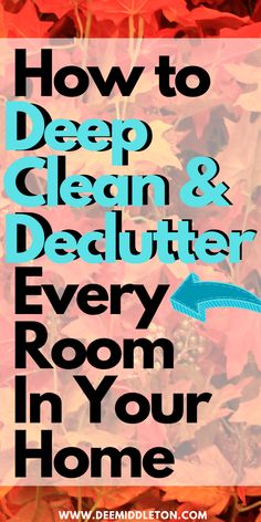 the words how to deep clean and depllutter every room in your home