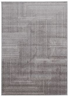 a gray rug with squares and lines on it