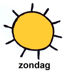 the word zondag is written in black and yellow on a white background