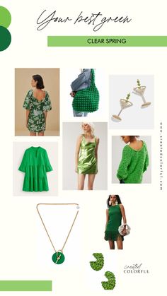 Cheap Green Patterns For Spring, Spring Green Shirt With Vibrant Print, Light Spring Colors To Avoid, Clear Bright Spring, Spring Light Personal Color