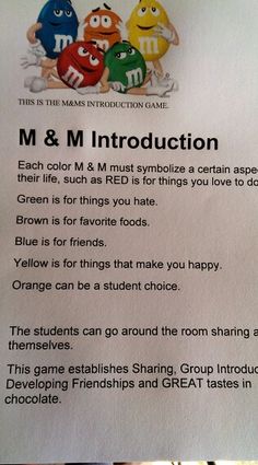 the instructions for m & m's instruction on how to use them