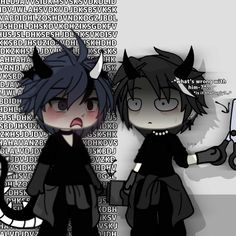 two anime characters standing next to each other in front of a wall with numbers on it