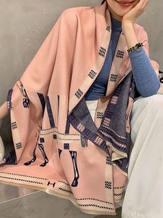 Original Warm Cartoon Print Shawl&scarf Sleeveless Short Dress, Home Wear, Shawl Scarf, Scarf Hat, Long Shirt Dress, Fashion Seasons, Pink Beige, Cashmere Scarf, Long Shirt