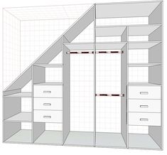 an open closet with drawers and shelves