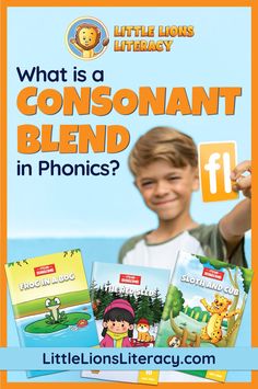 a young boy holding up some books with the title what is a consonant blend in phonics?