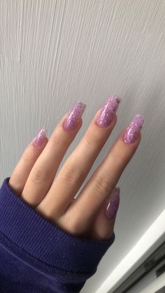 Purple Sparkly Nails, April Nails, Wow Nails, Glittery Nails, Gel Nails Diy, Colored Acrylic Nails, Crazy Nails, Jelly Nails, Sparkly Nails