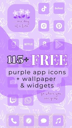 Purple aesthetic app icons, lavender app icons, purple ios app icons. Lavender App Icons, Widgets Purple, App Icon Set, Purple Ios, Purple App Icon, Soft Pink Theme