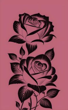 black and white drawing of roses on a pink background with the words love written in it