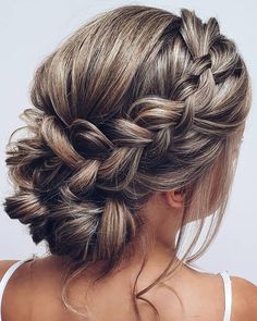 Braided Wedding Hairstyles 2022 Guide: 40 Looks by Style ★ braided wedding hair slightly messy low updo hairbyhannahtaylor Plait Hair Up, Fancy Bun Hairstyles, Braided Wedding Hair, Braided Wedding Hairstyles, Wedding Ponytail Hairstyles, Bridal Hair Up, Event Hair