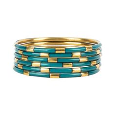 Set of 6 enamel bangles that look elegant worn alone or stacked with All Weather Bangles. The Bangles, Brass Bangle, Bangle Bracelet Set, Enamel Bangle, Capri Blue, Feather Light, Gold Stripes, Bangle Set, Gold Enamel