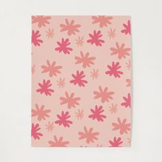 a pink and red flower pattern on a light pink background