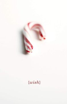 two candy canes sitting next to each other on a white surface with the word wish written in red