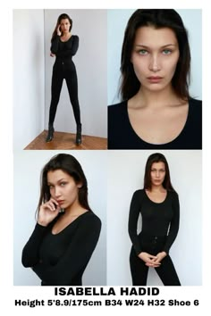 the woman is posing in all black clothes