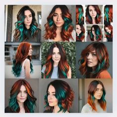 📌Contact us to get support or find out detail at Michar.vn or Whatsapp Number +84.962.279.910 Oder now and get the best service! Red And Orange Peekaboo Hair, Red And Teal Hair Color, Calico Copper Hair, Hair Color Under, Copper Teal Hair, Copper And Teal Hair, Hidden Red Hair, Ginger And Blue Hair, Red And Teal Hair