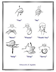 the instructions for hand gestures are shown in black and white