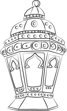 a drawing of a lantern that is in the shape of a lamp with an intricate design on