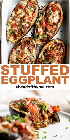 stuffed eggplant is an easy and delicious appetizer that's ready in under 30 minutes