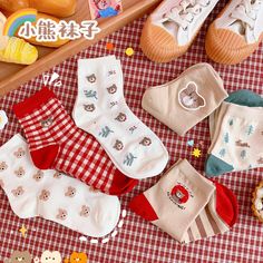 Vanessa's Kawaii Bear Cartoon Women's Socks - Japanese & Korean Style Cartoon Women, Outfit Inspo Spring, Kawaii Bear, Frilly Socks, Velvet Socks, Ruffled Socks, Spring Break Outfit, Early Spring Outfits, Women's Socks