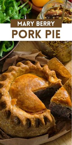 mary berry's pork pie recipe on a wooden table