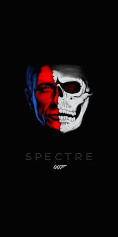 the poster for spectree with a skull and a man's face painted on it