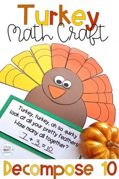 a turkey math craft for kids to do with their teacher's thanksgiving day activities