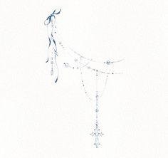 a watercolor drawing of a snowflake hanging from a string