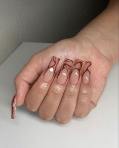 Brown Acrylic Nails, Brown Nail, Classy Acrylic Nails, Long Square Acrylic Nails, Bling Acrylic Nails, Short Acrylic Nails Designs, Brown Nails, Square Acrylic Nails, Dream Nails