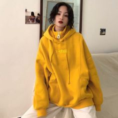 Velvet Thicker Long Sleeve Oversize Letter Embroidered Hoodie | &exclude=12,23)% | Free worldwide shipping! | Check it now! Korean Hoodie, Turtleneck Hoodie, Solid Hoodie, Yellow Violet, Loose Hoodie, Yellow Hoodie, Yellow Sweatshirt, Tony Moly, Violet Purple