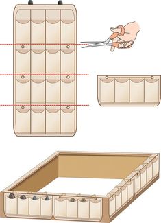 the diagram shows how to use scissors and other tools for making jewelry boxes with holes in them