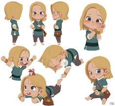 cartoon character poses with various expressions and gestures