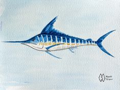 a painting of a blue marlin fish