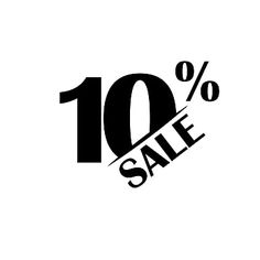 the 10 % sale sign is shown in black and white