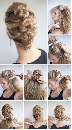 Double curly bun Check more at https://howcandothis.com/hairstyleideas/double-curly-bun-5/ Curly Mohawk Updo, 3 Bun Hairstyle Mohawk, Formal Updo For Long Hair, Updos For Curly Hair Natural Curls, Curly Hair Updo Easy Natural Curls, Hair Bun Ideas, Knotted Bun, Curly Hair Bun, Bun Ideas