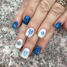 Hanukkah Nail Art, Star Of David Nails, Hannukah Nail Ideas