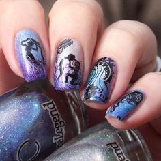 Aquarius Purple Nails Ombre, Aquarius Nails, London Nails, Galaxy Nails, Mental Stimulation, Stamping Nail Art, Zodiac Art, Aquarius Zodiac