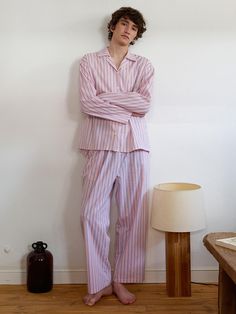 Composition : Cotton 100%Color : Do not add, shopping bag + gift box addCountry of Origin : KOREA Bed Chem, Mens Pajamas Set, Striped Pyjamas, Pajama Party, Mens Pajamas, Sleepwear Robe, Sewing Project, Men's Style, Pajama Set